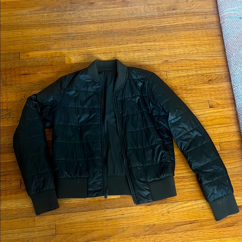 reversible lululemon olive green bomber, size 6